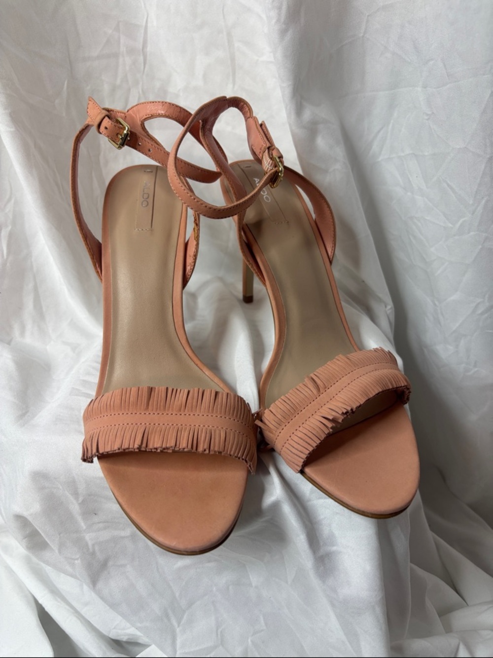 Aldo Peachy Pink Ruffle Strap Stilettos